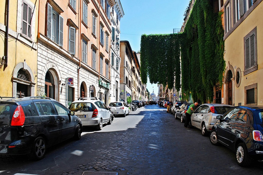 Street parking in Rome, Italy